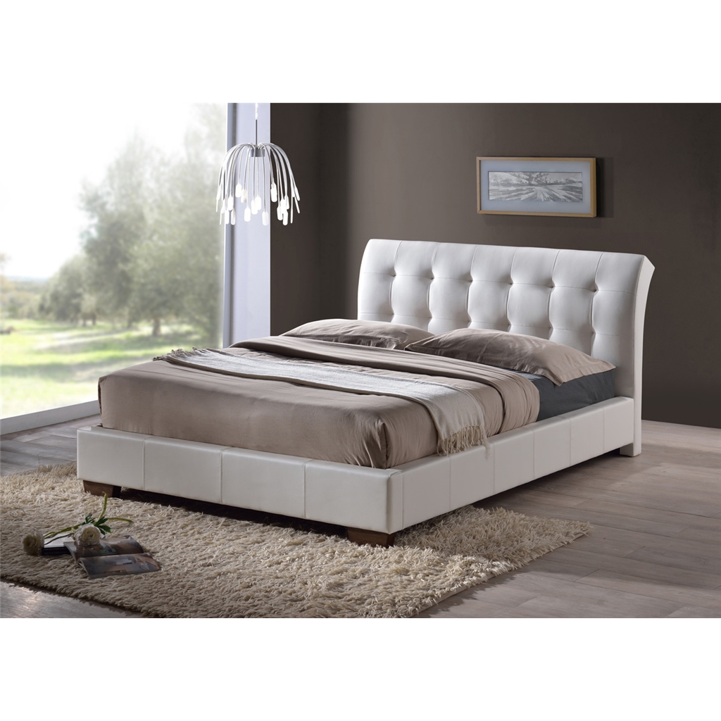 Embossed White Faux Leather Bed Frame - Double 4ft 6 ...