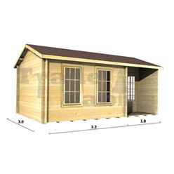 5m X 3m (16 X 10) Log Cabin (2090) - Double Glazing (34mm Wall Thickness)