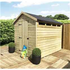 8 X 5 Security Garden Shed  Pressure Treated - Single Door + Safety Toughened Glass Security Windows +12mm Tongue Groove Walls ,floor And Roof With Rim Lock & Key