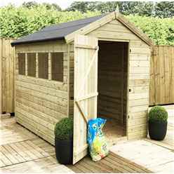 10 X 5 Premier Apex Garden Shed - 12mm Tongue And Groove Walls - Pressure Treated - Single Door - 4 Windows + Safety Toughened Glass - 12mm Tongue And Groove Walls, Floor And Roof