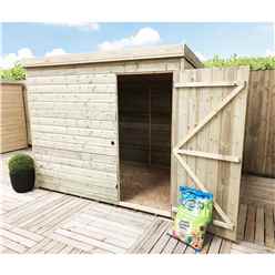 7 X 6 Pent Garden Shed - 12mm Tongue And Groove Walls - Pressure Treated - Single Door - Windowless