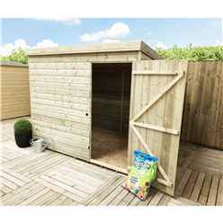 7 X 7 Pent Garden Shed - 12mm Tongue And Groove Walls - Pressure Treated - Single Door - Windowless