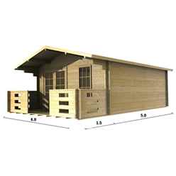 5m X 4m (13 X 16) Log Cabin (2047) - Double Glazing (44mm Wall Thickness)