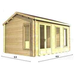 4.5m X 3.5m (15 X 12) Log Cabin (2076) - Double Glazing (44mm Wall Thickness)