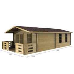 4m X 8m (13 X 26) Log Cabin (2049) - Double Glazing (44mm Wall Thickness)