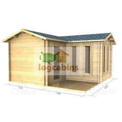 4m X 4m (13 X 13) Log Cabin (2055) - Double Glazing (70mm Wall Thickness)