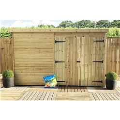 10 X 3 Pent Garden Shed - 12mm Tongue And Groove Walls - Pressure Treated - Double Doors - Windowless