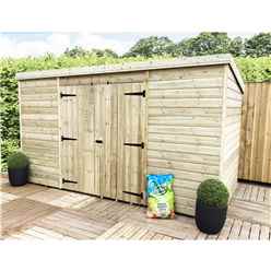 10 X 3 Pent Shed - 12mm Tongue And Groove - Pressure Treated - Windowless  - Centre Double Doors