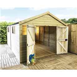 26 X 10 Premier Pressure Treated Tongue And Groove Apex Shed With Higher Eaves And Ridge Height 10 Windows And Safety Toughened Glass And Double Doors + Super Strength Framing