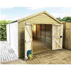 10 X 11 Premier Windowless Pressure Treated Tongue And Groove Apex Shed With Higher Eaves And Ridge Height 10 Windows And Safety Toughened Glass And Double Doors + Super Strength Framing