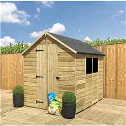 9 X 5  Super Saver Apex Shed - 12mm Tongue And Groove Walls - Pressure Treated - Low Eaves - Single Door - 2 Windows + Safety Toughened Glass