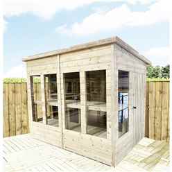 11 X 5 Pressure Treated Tongue And Groove Pent Summerhouse - Potting Shed - Bench + Safety Toughened Glass + Euro Lock With Key + Super Strength Framing