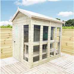 11 X 5 Pressure Treated Tongue And Groove Apex Summerhouse - Potting Shed - Bench + Safety Toughened Glass + Euro Lock With Key + Super Strength Framing