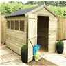 10 X 6 Premier Apex Garden Shed - 12mm Tongue And Groove Walls - Pressure Treated - Single Door - 4 Windows + Safety Toughened Glass - 12mm Tongue And Groove Walls, Floor And Roof