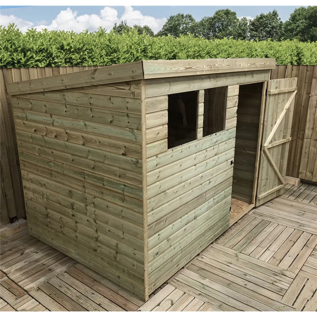 7 x 5 Pressure Treated T&G Pent Shed With 2 Windows, Single Door product image