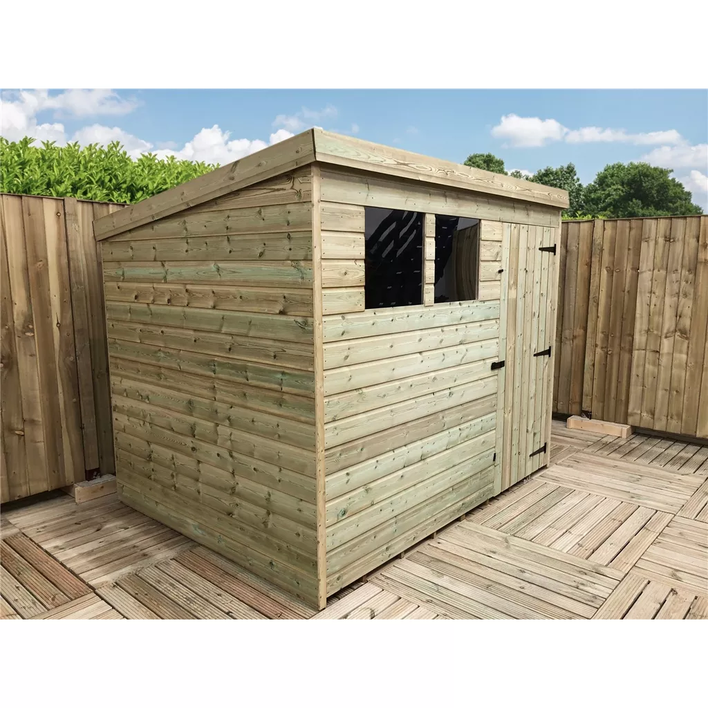 8 x 4 Pressure Treated T&G Pent Shed With 2 Windows, Single Door product image