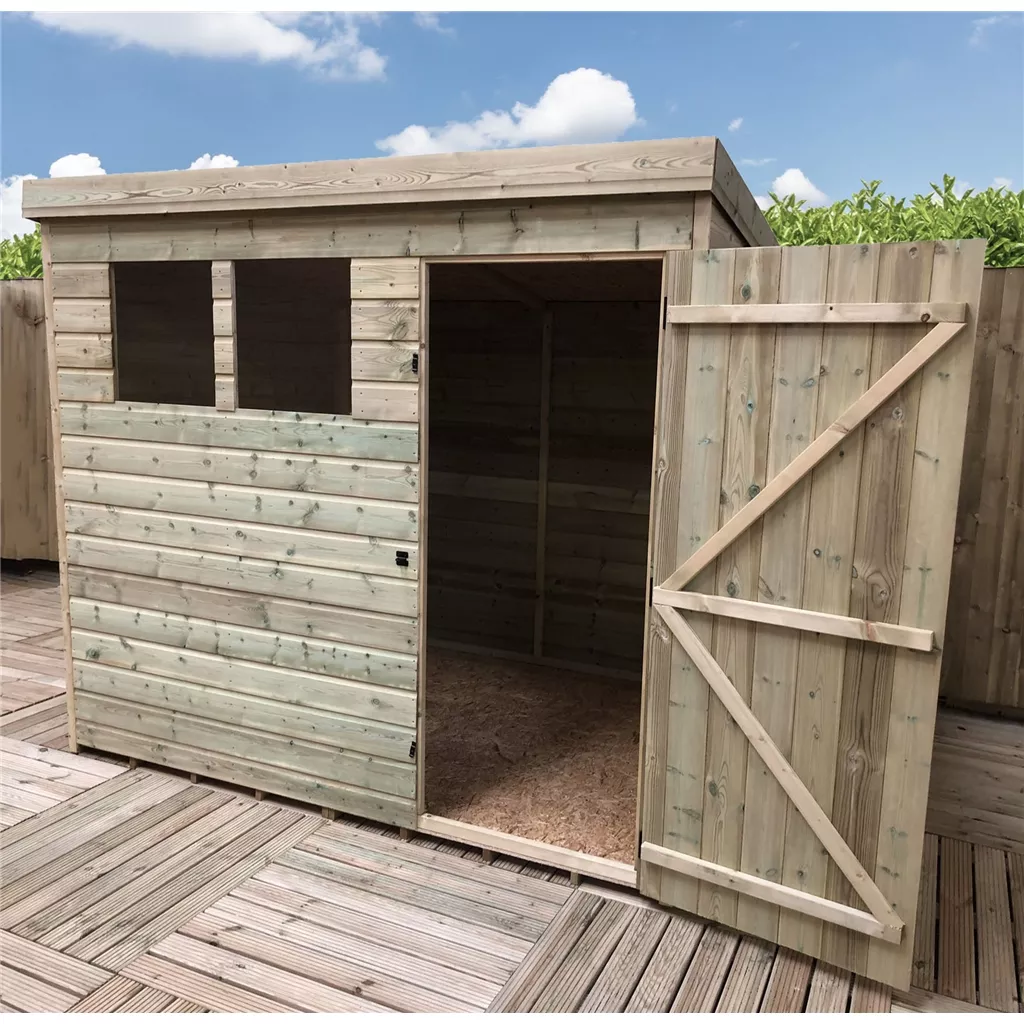 8 x 5 Pressure Treated T&G Pent Shed With 2 Windows, Single Door product image