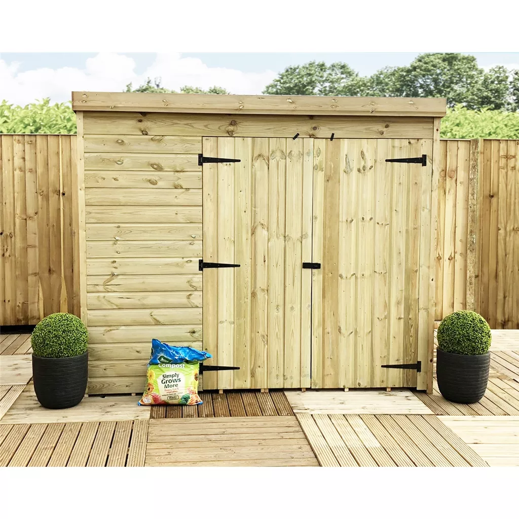 8 x 6 Windowless Pressure Treated T&G Pent Shed With Double Doors product image