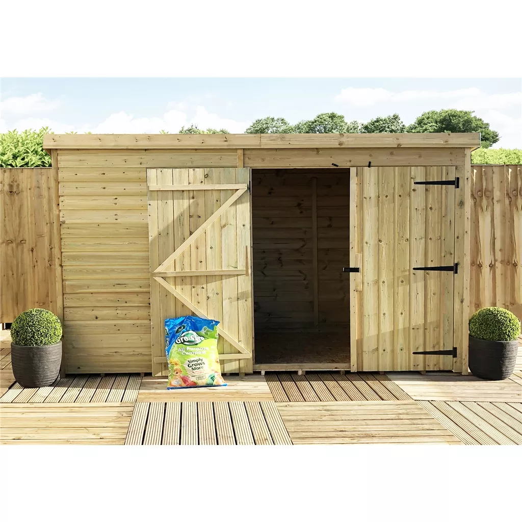 10 x 8 Windowless Pressure Treated T&G Pent Shed With Double Doors product image