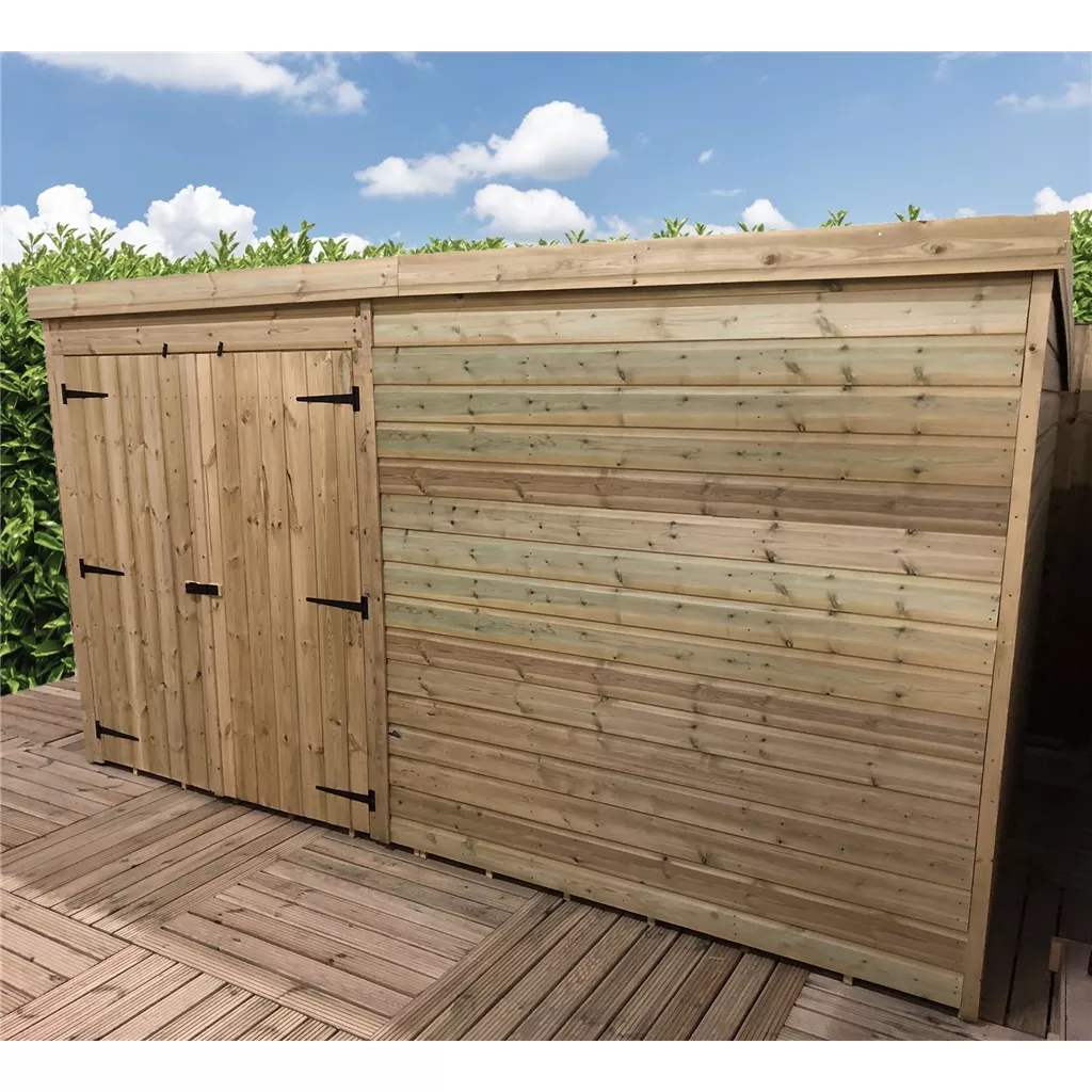 12 x 6 Windowless Pressure Treated T&G Pent Shed With Double Doors product image