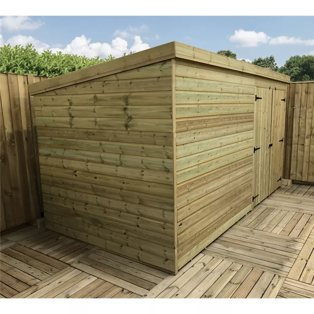 12 x 6 Windowless Pressure Treated T&G Pent Shed With Double Doors product image