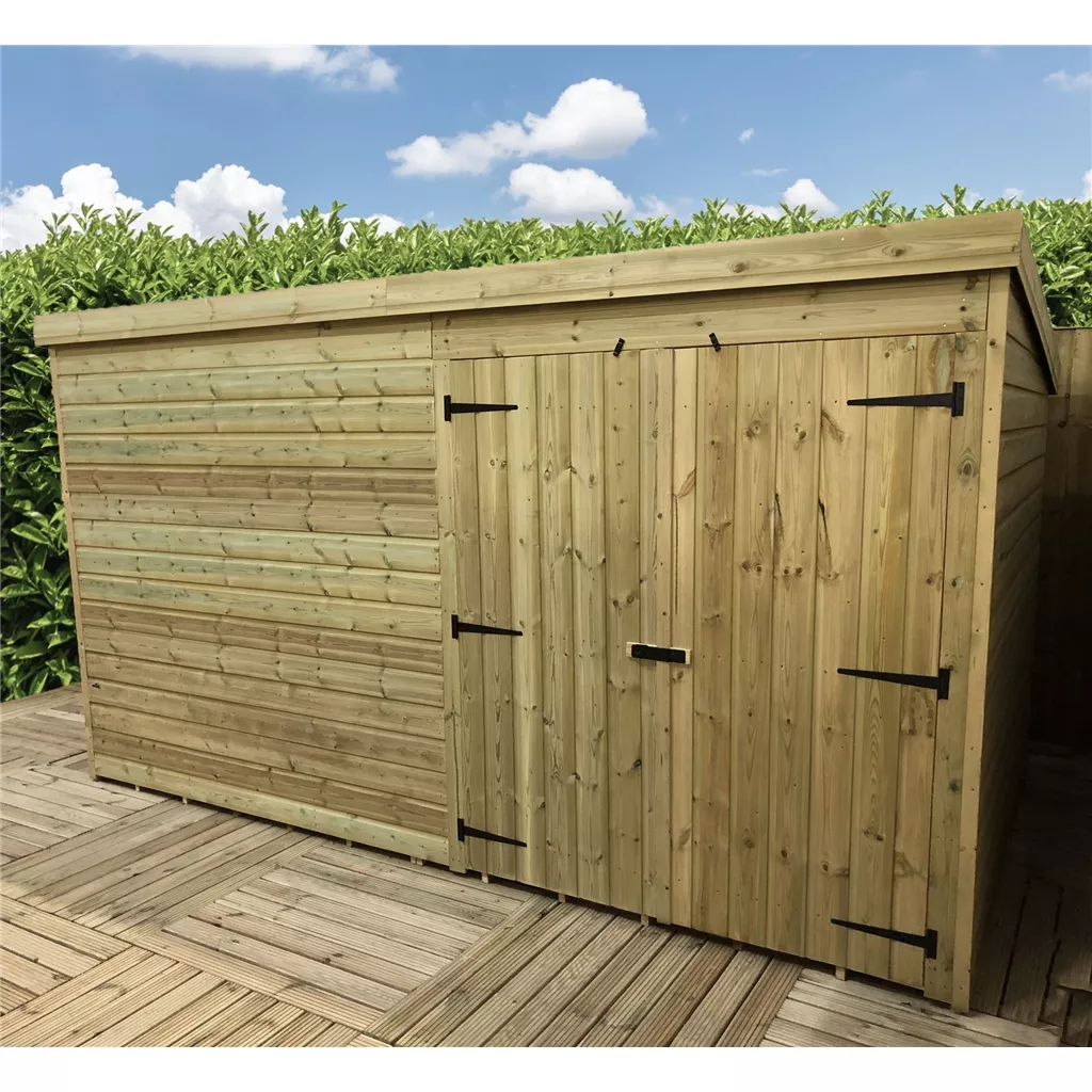 12 x 6 Windowless Pressure Treated T&G Pent Shed With Double Doors product image