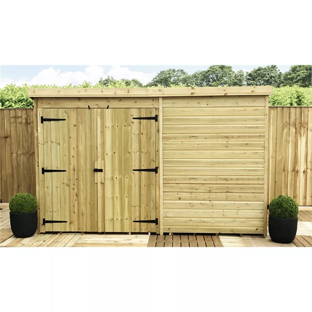 9 x 8 Windowless Pressure Treated T&G Pent Shed With Double Doors product image