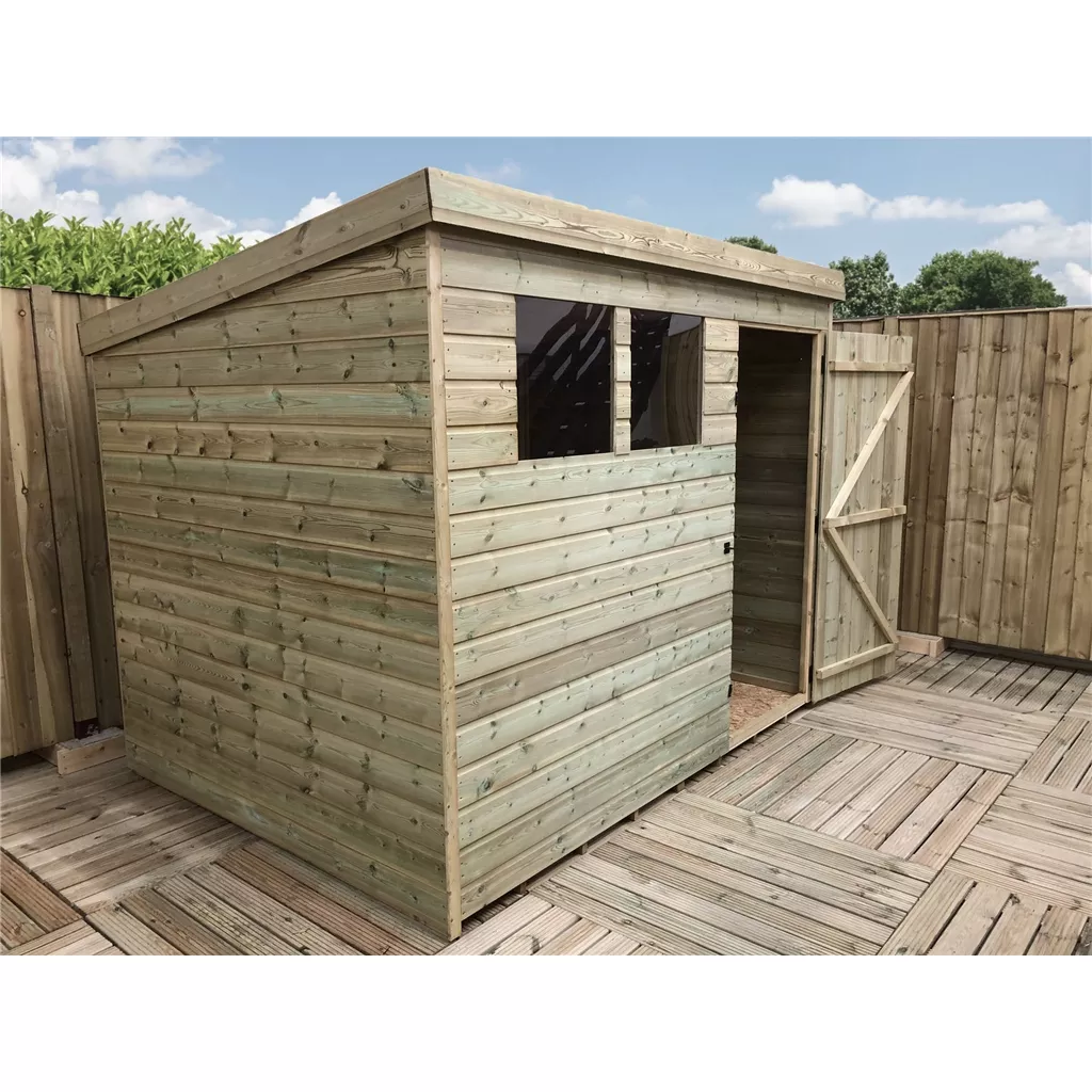 8 x 7 Pressure Treated T&G Pent Shed With 2 Windows, Single Door product image