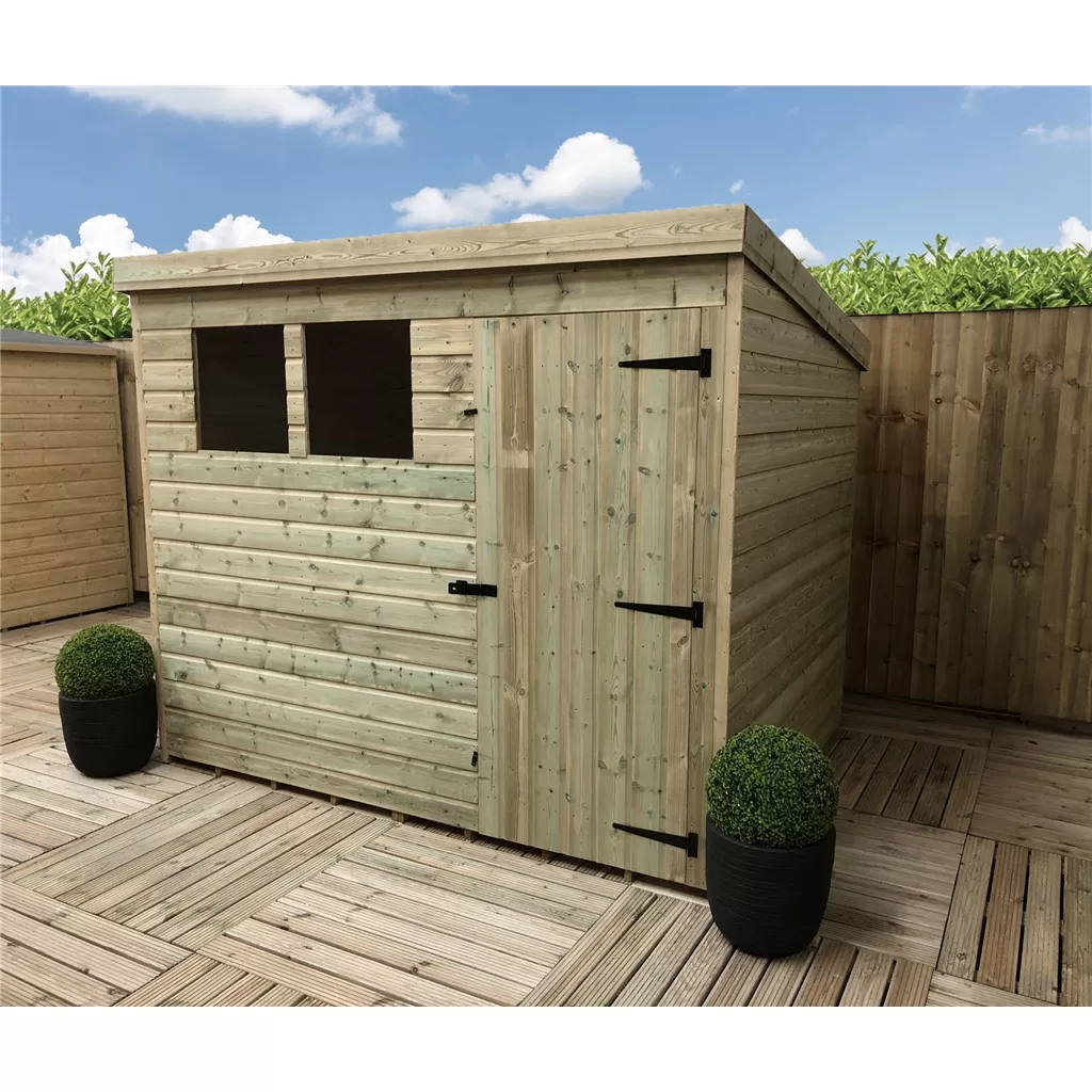 8 x 8 Pressure Treated T&G Pent Shed With 2 Windows, Single Door product image