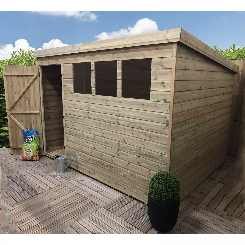 10 x 4 Pressure Treated T&G Pent Shed With 3 Windows, Single Door product image