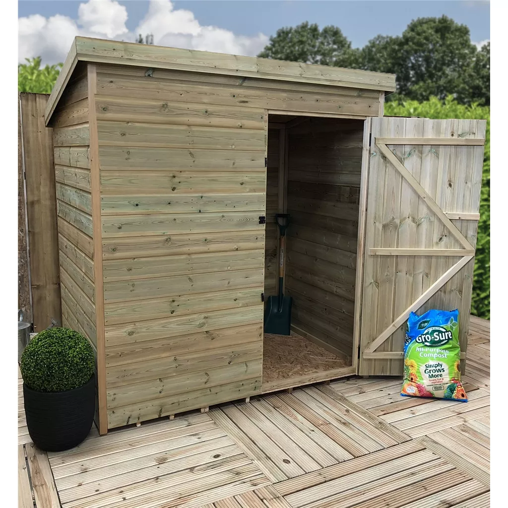 4 x 4 Windowless Pressure Treated T&G Pent Shed With Single Door product image