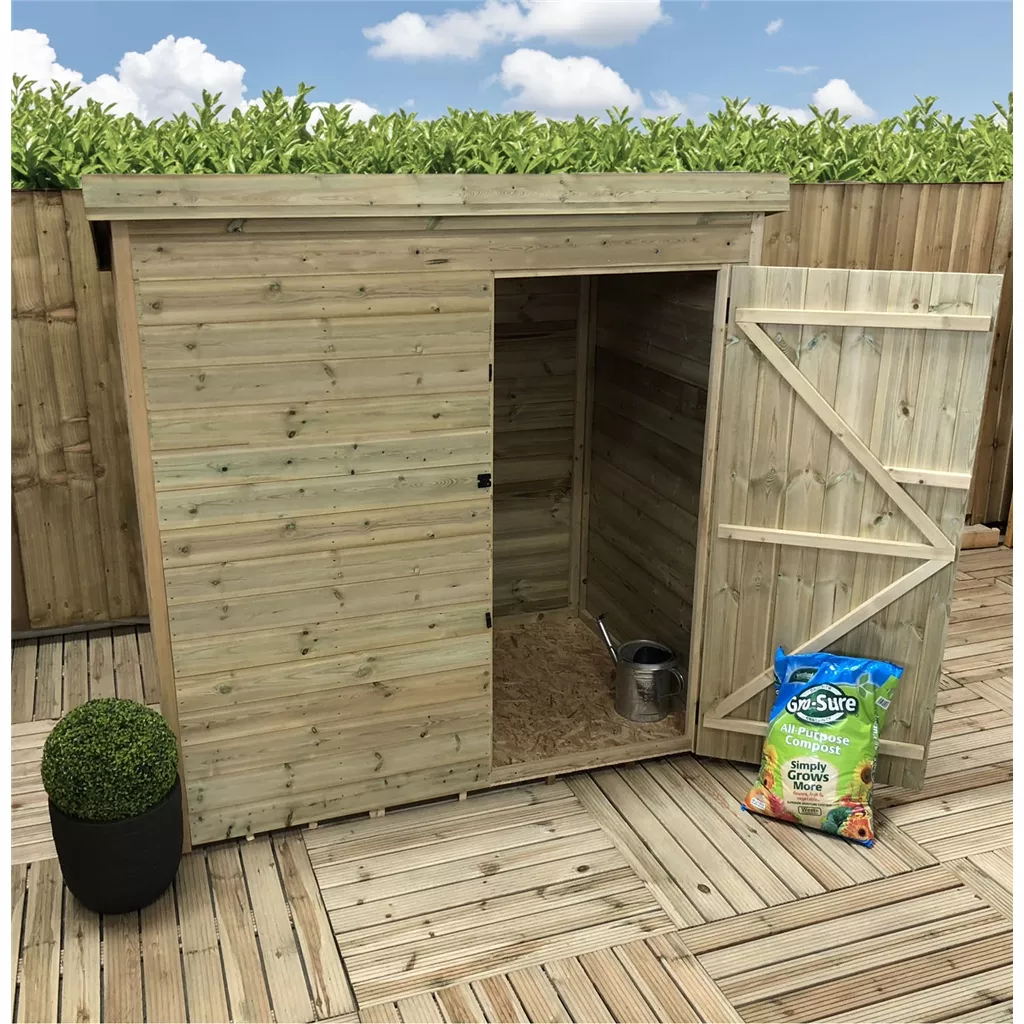 4 x 4 Windowless Pressure Treated T&G Pent Shed With Single Door product image