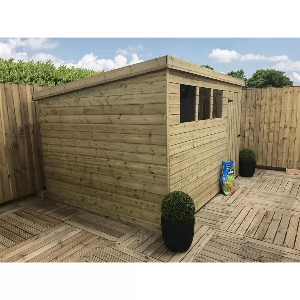 Bespoke 11 X 9 Pressure Treated T&G Pent Shed With 3 Windows, Single Door product image