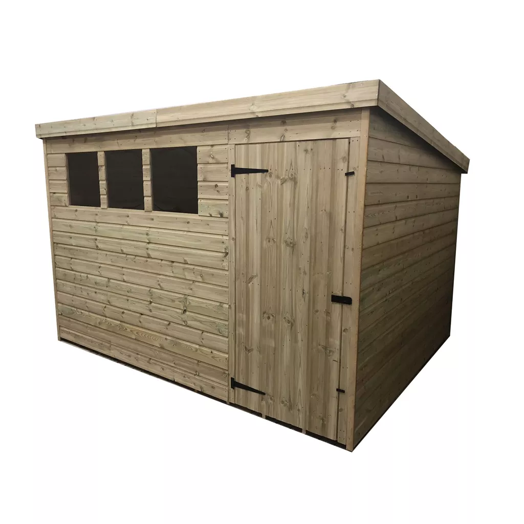 Bespoke 11 X 9 Pressure Treated T&G Pent Shed With 3 Windows, Single Door product image
