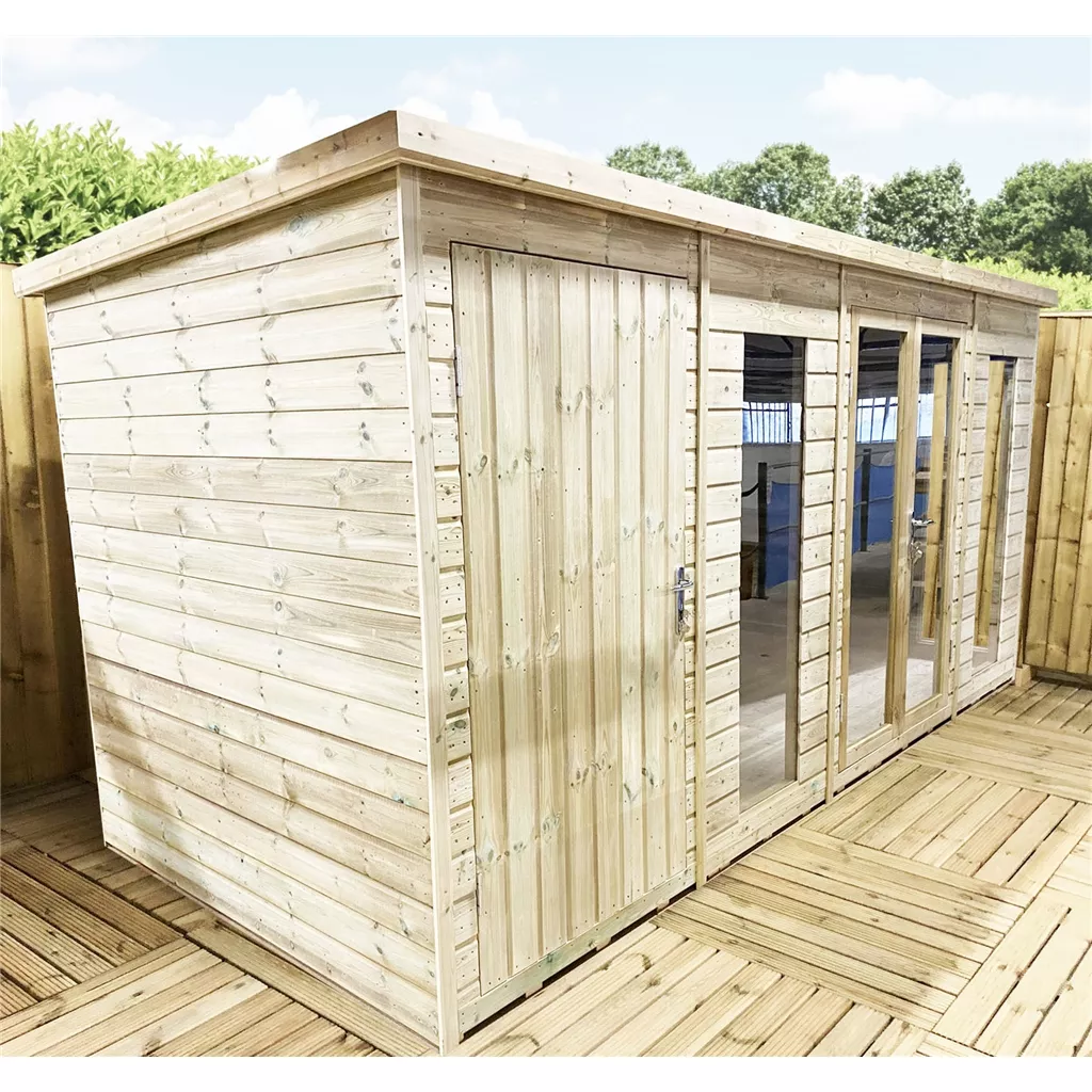 14 x 8 Combi Pressure Treated Pent Summerhouse with Side Storage product image