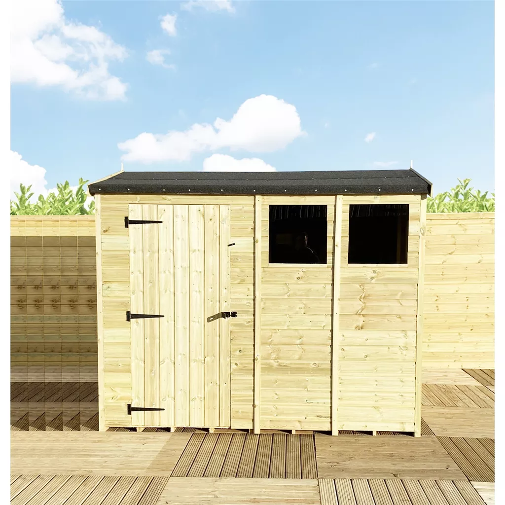 8 x 4 Reverse Pressure Treated T&G Single Door Apex Shed – High Eaves+ 2 Windows product image