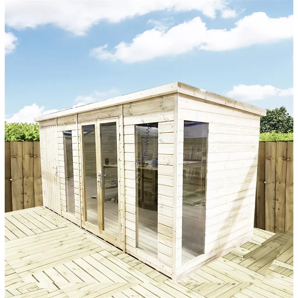 11 x 9 Combi Pressure Treated Pent Summerhouse with Side Storage product image