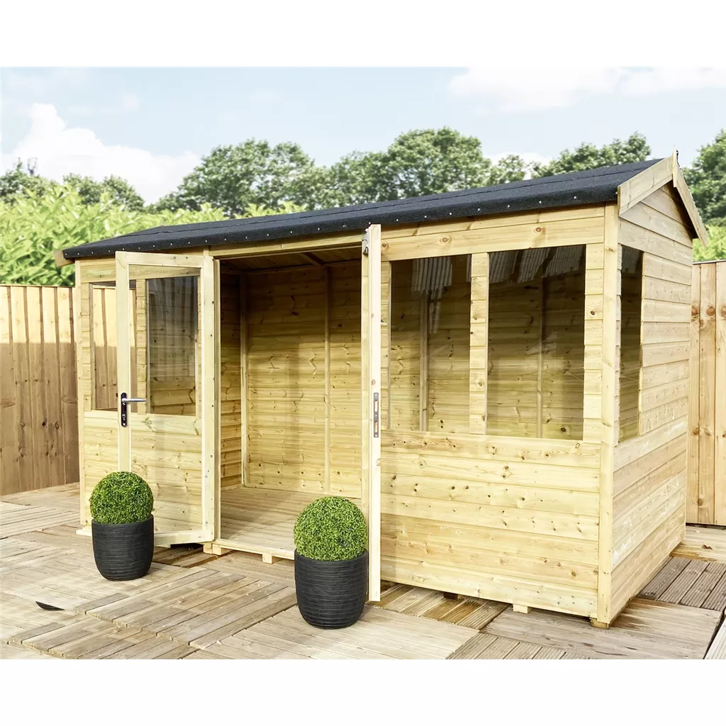 9 x 8 Reverse Pressure Treated Apex Summerhouse – Long Windows product image