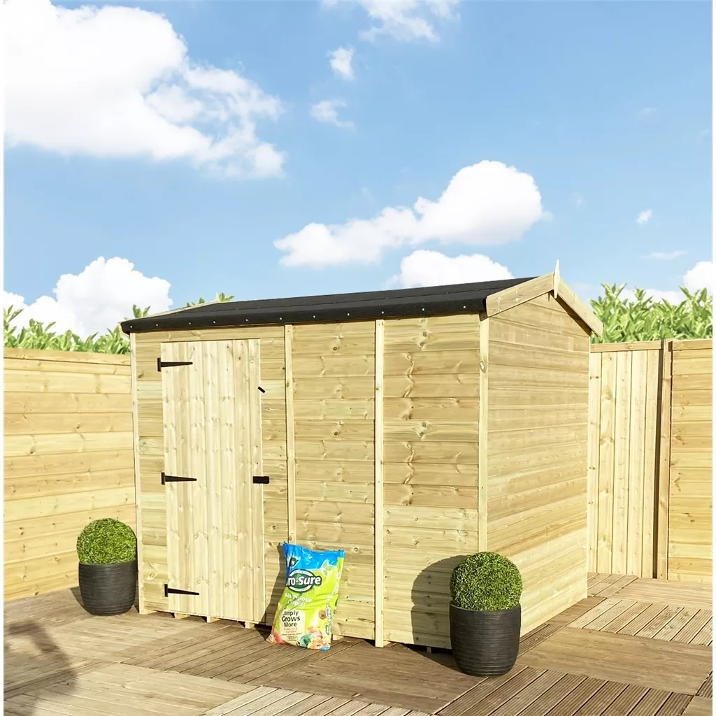 11 x 6 Reverse Pressure Treated T&G Single Door Apex Shed – High Eaves product image