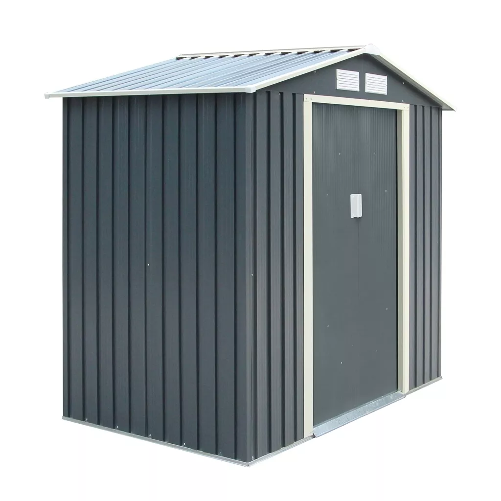 6 x 4 Double Door Metal Apex Shed – Dark Grey product image