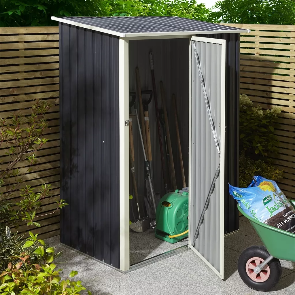 5 x 3 Single Door Metal Pent Shed – Dark Grey product image