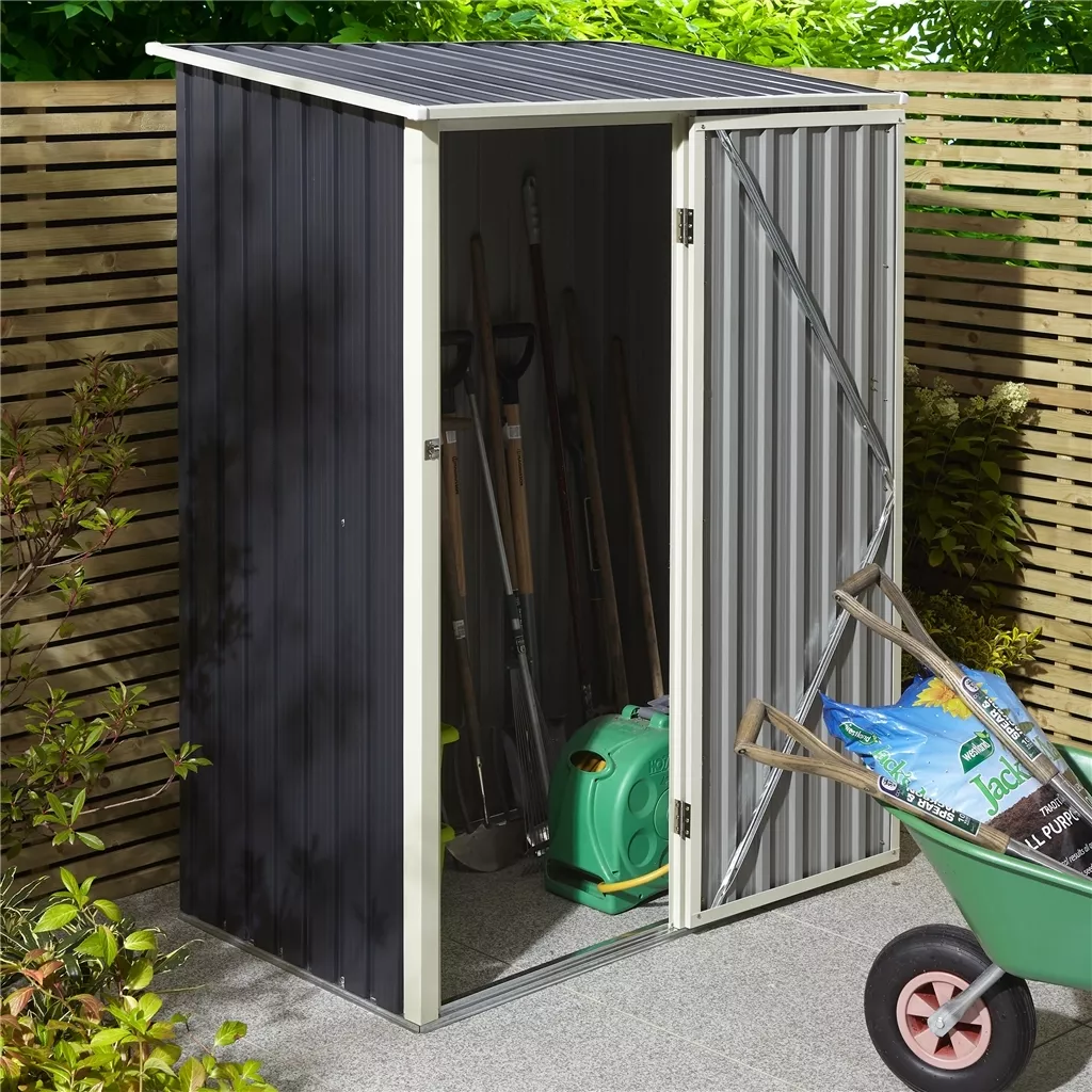 5 x 3 Single Door Metal Pent Shed – Dark Grey product image