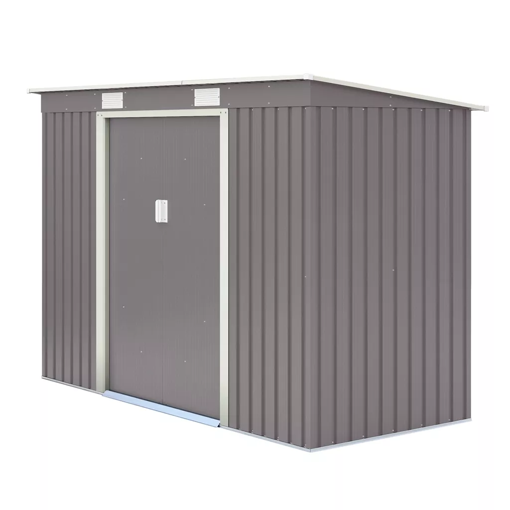 8 x 4 Double Door Metal Pent Shed – Light Grey product image