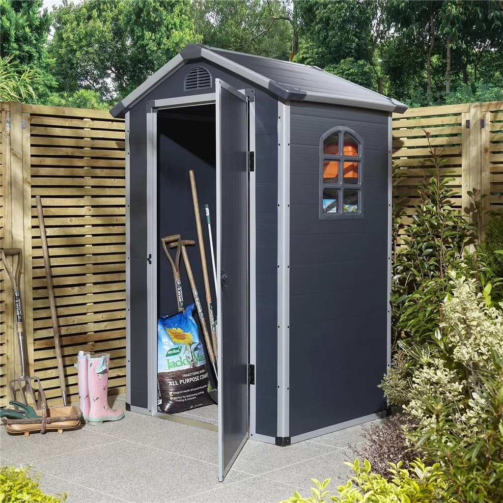4 x 3 Single Door Apex Plastic Shed - Dark Grey product image