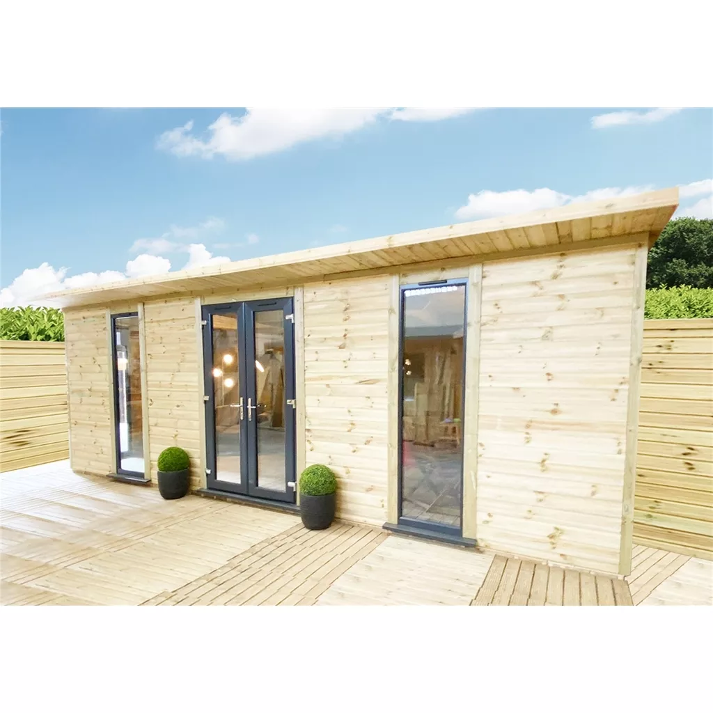 6m × 5m (20ft × 16ft) Executive Plus Insulated Garden Office – PVC French Doors & Windows product image