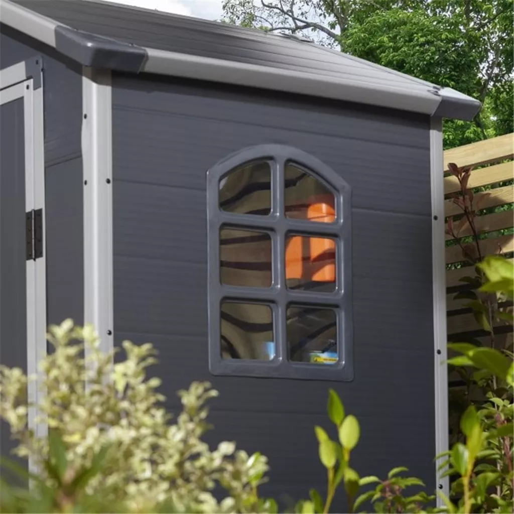 4ft x 3ft Deluxe Stratton Plastic Shed Single Door Apex Shed With Foundation Kit - Dark Grey product image
