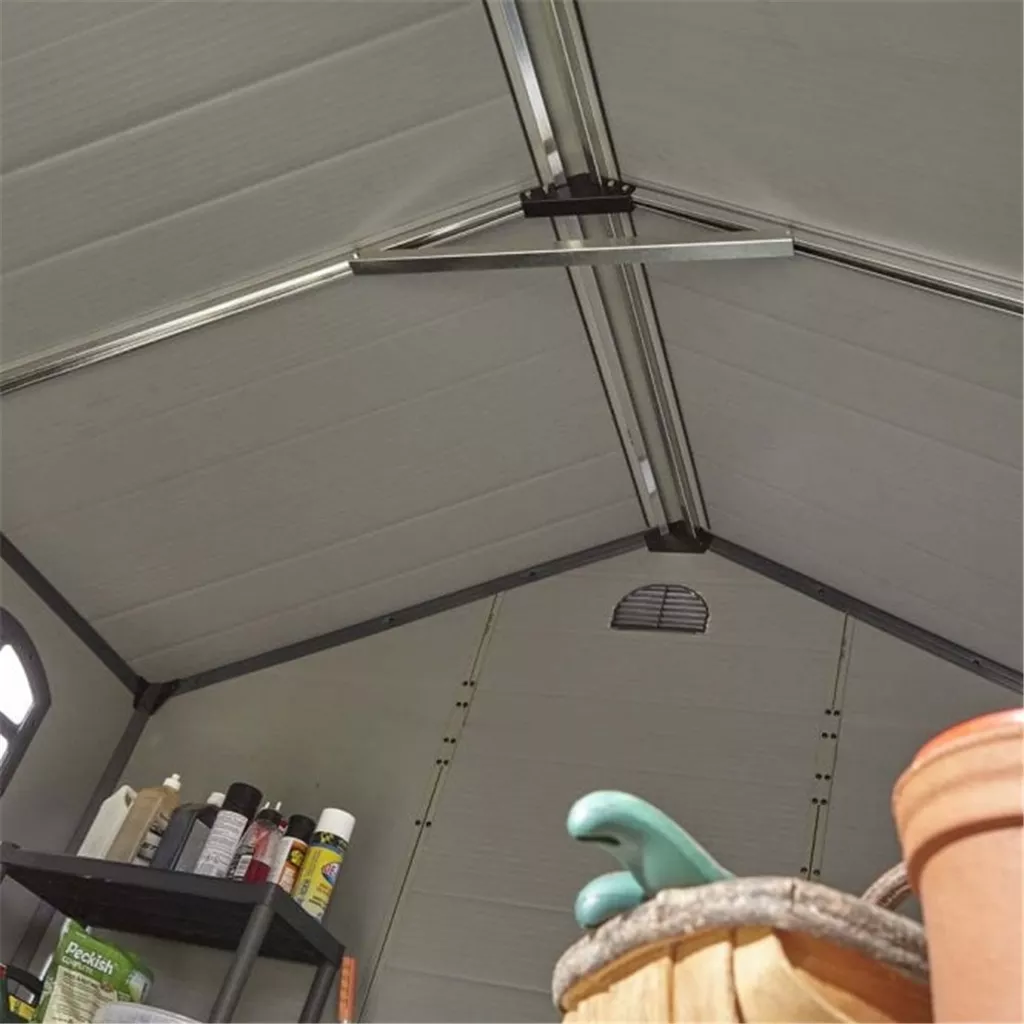8ft x 6ft Deluxe Stratton Plastic Shed Double Door Apex Shed With Foundation Kit - Light Grey product image