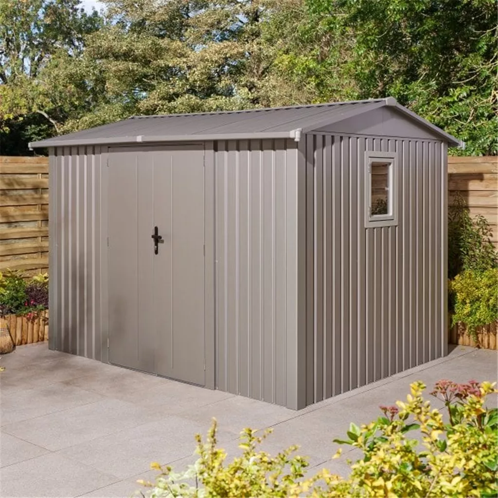 10 x 8 Deluxe Ashford Metal Apex Shed – Double Door & Foundation Kit product image