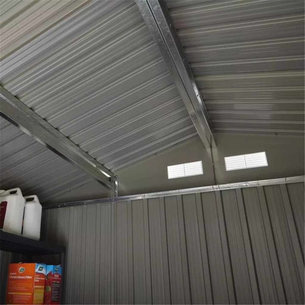8 x 6 Deluxe Ironwood Metal Apex Shed – Double Door, Assembly & Foundation Kit – Light Grey product image