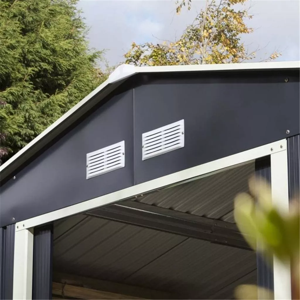 10 x 8 Deluxe Ironwood Metal Apex Shed – Double Door, Assembly – Dark Grey product image